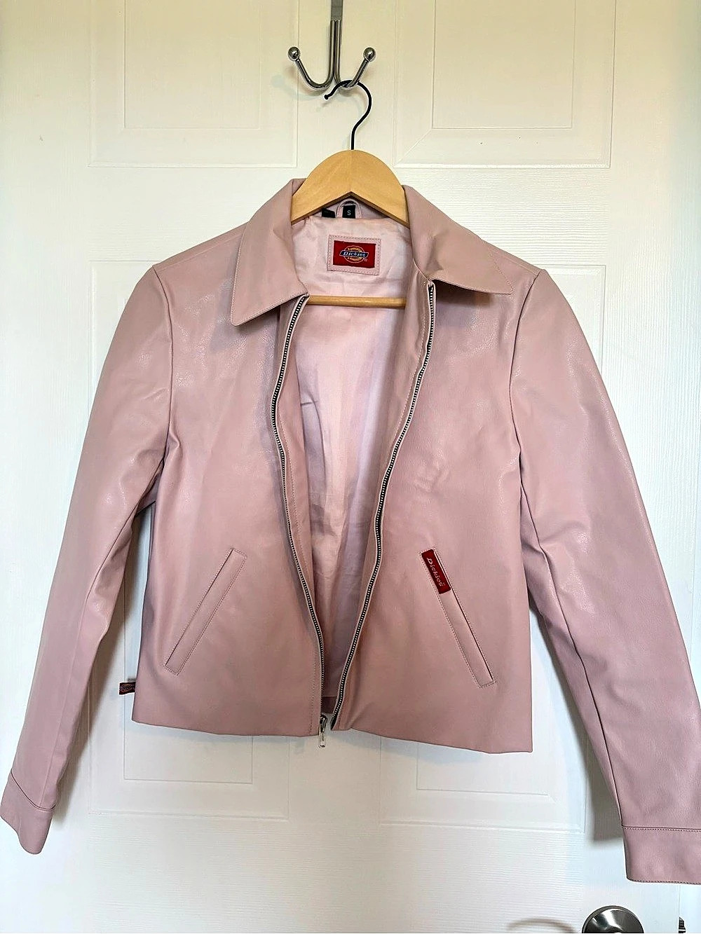 Dickies Pink Faux Leather Jacket Size Small